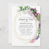 Sukkulentes geometrisches Brautparty nach Mail Einladung (Vorderseite)