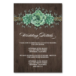 Sukkulentes Gipskraut Hochzeitskarten Tischnummer