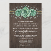 Sukkulentes Gipskraut Rustikale Hochzeitseinladung