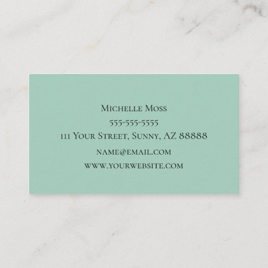 Sukkulentes Grünes Botanisches Elegantes Skript Visitenkarte (Rückseite)