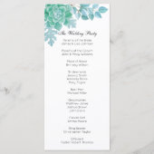 Sukkulentes Hochzeitsprogramm. Zeremonie der Minze Programm (Rückseite)