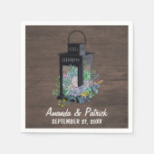 Sukkulentes Land Rustikale Laternenhochzeit Napkin Serviette (Vorderseite)