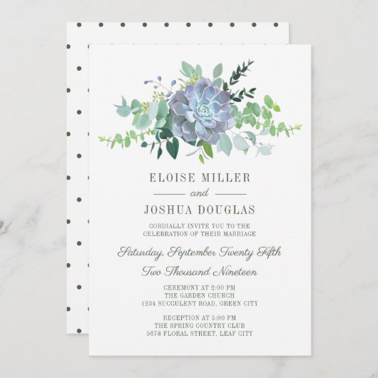 Sukkulentes Thema Hochzeit Einladung (Vorne/Hinten)