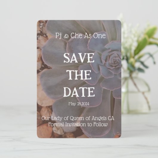 Sukkulentes Thema Hochzeit speichern Sie das Datum Save The Date (Stehend Vorderseite)