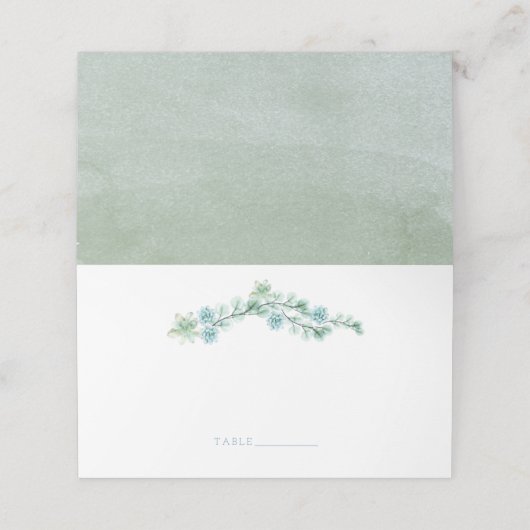 Sukkulentgarten Wasserfarbe Stilvolle Sommerhochze Platzkarte (Außenseite Aufgefaltet)