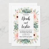 Sukkulents Blumen Hochzeit Einladung (Vorne/Hinten)