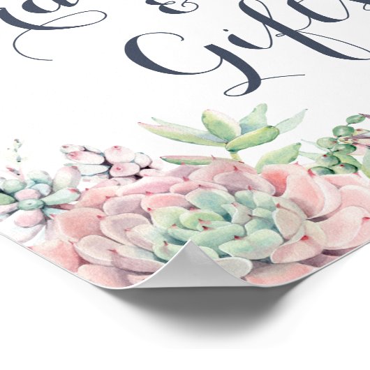 Sukkulents Blumenstrauß Grüne Karten Schild (Ecke)