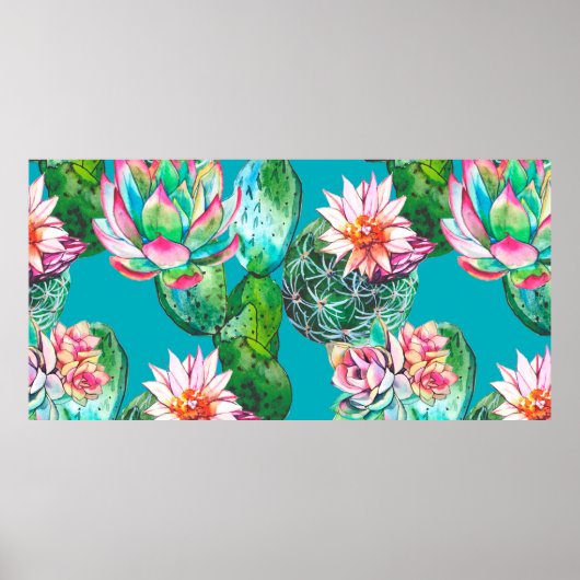 Sukkuline Aquarellmuster Poster (Vorne)