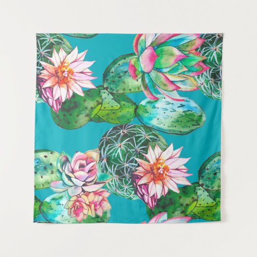 Sukkuline Aquarellmuster Wandteppich (Vorderseite (Horizontal))