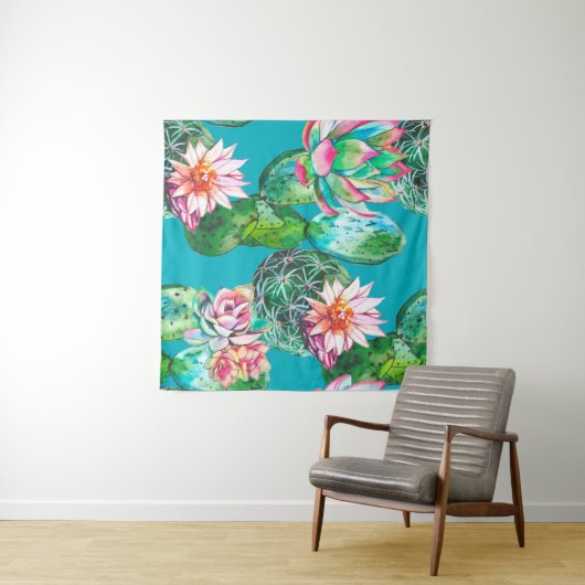 Sukkuline Aquarellmuster Wandteppich (Beispiel (Horizontal))