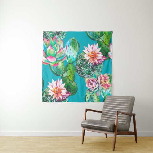 Sukkuline Aquarellmuster Wandteppich (Beispiel)