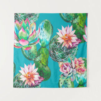 Sukkuline Aquarellmuster Wandteppich