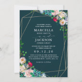 Sukkuline & Gold Chic Weddin Einladung (Vorderseite)