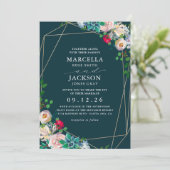 Sukkuline & Gold Chic Weddin Einladung (Stehend Vorderseite)