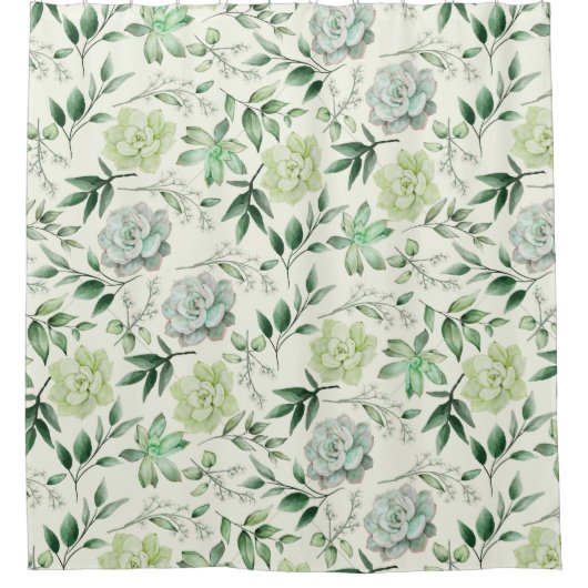 Sukkuline Grüne Blätter Duschvorhang (Vorderseite)