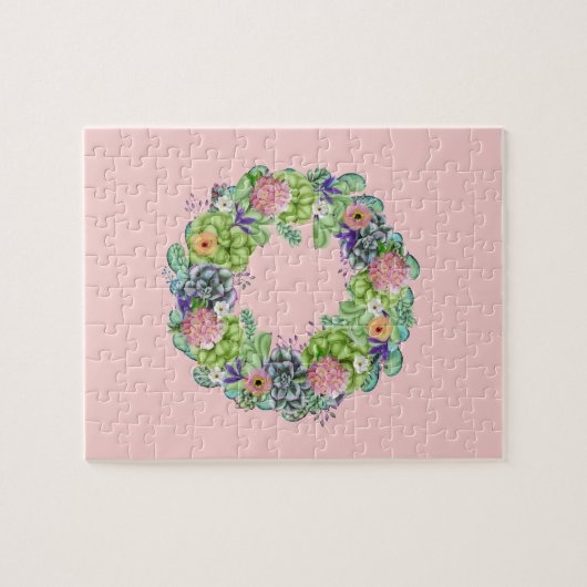 Sukkultureller Blumenstrauß auf Rosa Puzzle (Horizontal)