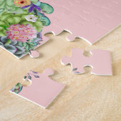 Sukkultureller Blumenstrauß auf Rosa Puzzle (Seite)