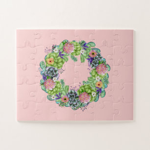 Sukkultureller Blumenstrauß auf Rosa Puzzle