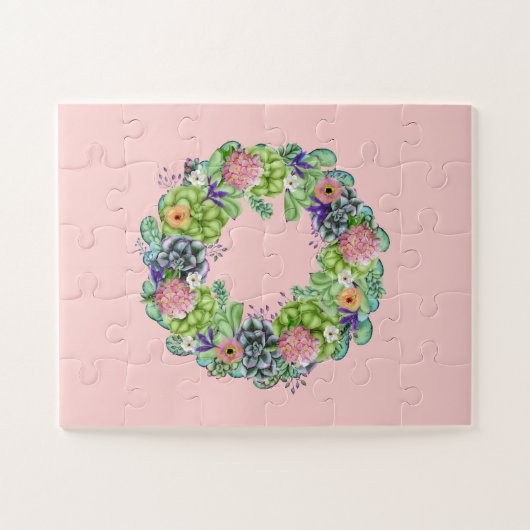 Sukkultureller Blumenstrauß auf Rosa Puzzle (Horizontal)