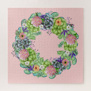 Sukkultureller Blumenstrauß auf Rosa Puzzle