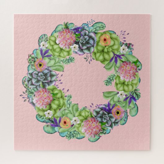 Sukkultureller Blumenstrauß auf Rosa Puzzle (Horizontal)