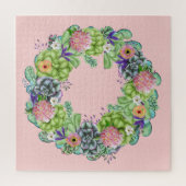 Sukkultureller Blumenstrauß auf Rosa Puzzle (Vertikal)