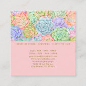 Sukkultureller Garten Wasserfarben Farben Pastell Quadratische Visitenkarte (Rückseite)