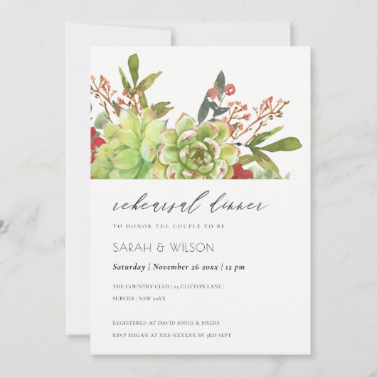 Sukkulturelles Cacti Rote Flora Probe Abendessen Dankeskarte (Vorderseite)