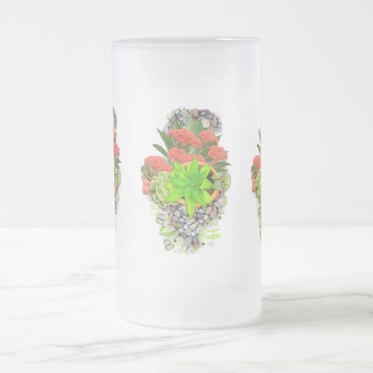 Sukkulturen auf Gartenkies Mattglas Bierglas (Mittel)