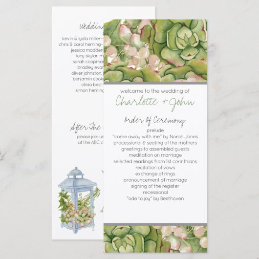 Sukkulturen in Laternenrustikalen Hochzeitsprogram Programm (Vorne/Hinten)