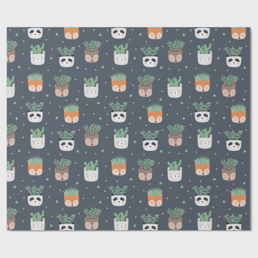 Sukkulturen in Töpfchenpapier Geschenkpapier (Flach)