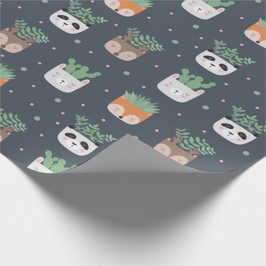 Sukkulturen in Töpfchenpapier Geschenkpapier (Ecke)