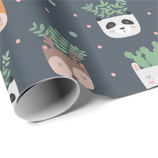 Sukkulturen in Töpfchenpapier Geschenkpapier (Rolleneckpunkt)