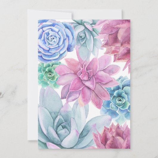 Sukkulturen Moderne schicke Wasserfarbe Hochzeit F Einladung (Rückseite)