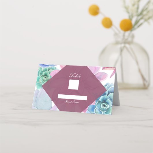 Sukkulturen Moderne schicke White Fiesta Tischnumm Platzkarte (Rückseite)