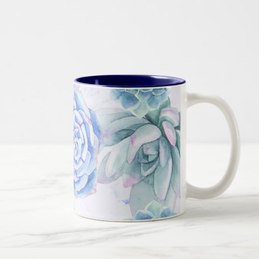 Sukkulturen Moderner Chic Marble Fiesta Garden Blu Zweifarbige Tasse (Rechts)