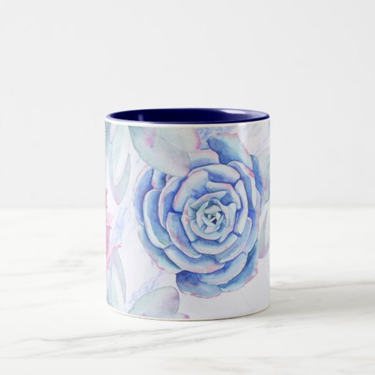 Sukkulturen Moderner Chic Marble Fiesta Garden Blu Zweifarbige Tasse (Mittel)