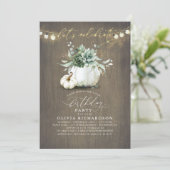 Sukkulturen und Pumpkins fallen Rustikaler Geburts Einladung (Stehend Vorderseite)