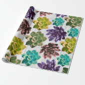 Sukkulturen und rustikale Weißholzplanks Geschenkpapier (Ungerollt)