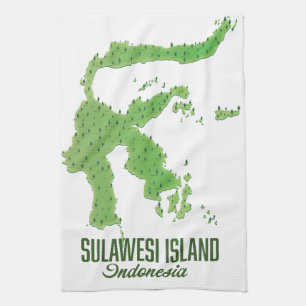 Sulawesi Insel Indonesien Karte Geschirrtuch