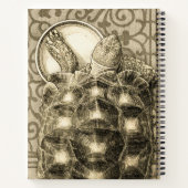 Sulcata Tortoise Art Nouveau Ink Sepia drawing Notizblock (Rückseite)