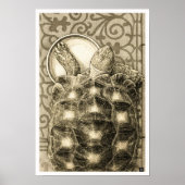 Sulcata Tortoise Art Nouveau Ink Sepia drawing Poster (Vorne)