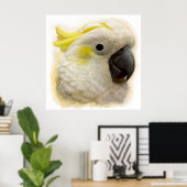 Sulfur Crested Cockatoo realistische Malerei Poster (Heimbüro)