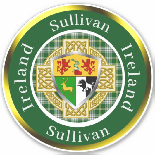 Sullivan Irish Shield/Celtic Cross Personalisiert Aufkleber (Vorderseite)