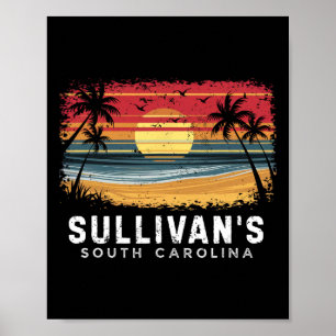 Sullivans South Carolina Surfboard Strand Poster