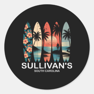 Sullivans South Carolina Surfboard Surfen Retro Runder Aufkleber