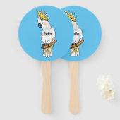 Sulphur-crested cockatoo bird cartoon illustration fächer (Vorne und Hinten)