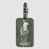 Sulphur-Crested Cockatoo in Tree Illustration Gepäckanhänger (Vorderseite Vertikal)