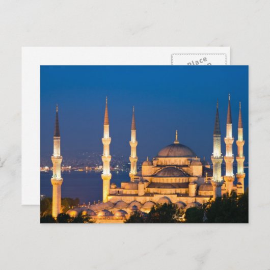 Sultan Ahmed Mosque während der Dämmerung Postkart Postkarte (Vorne/Hinten)