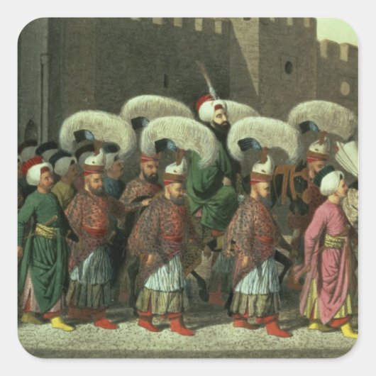 Sultan Mahmud II in Procession, 1809 Quadratischer Aufkleber (Vorderseite)